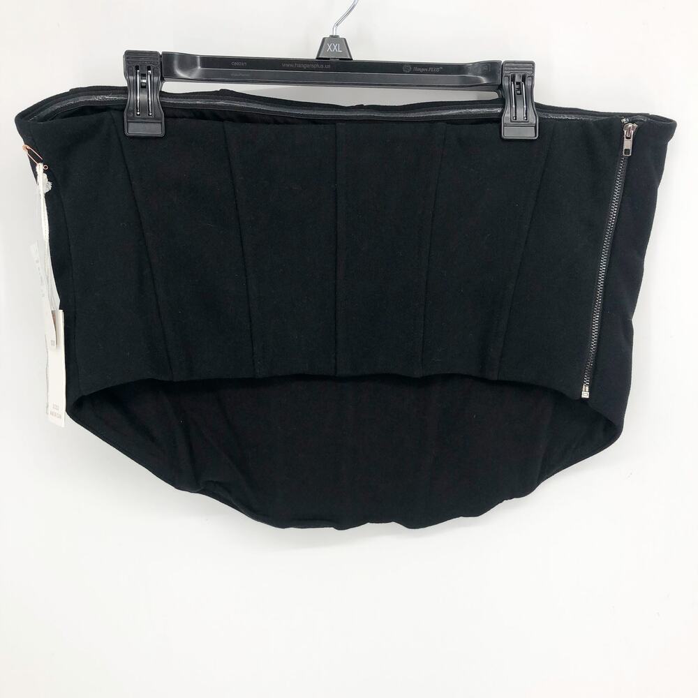 GOOD AMERICAN Sueded Fleece Corset Top 5-XXL Black Side Zipper 100% Cotton NWT - Picture 6 of 12